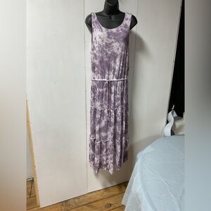 Knox Rose Lavender Tie-Dye Tiered Maxi Dress